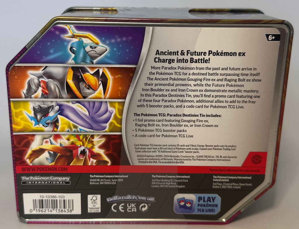 Raging Bolt EX Tin Pokemon TCG
